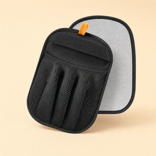 Gant de toilettage anti-poils noir, faces mesh et silicone — cadeau offert Pawkaboo