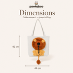 Dimensions du sac Pawkaboo Lion : 44 × 40 cm, taille unique L