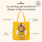 Sac Pawkaboo Abeille : jusqu'à 10 kg, toile coton respirante, zip anti-fugue, 44 × 40 cm