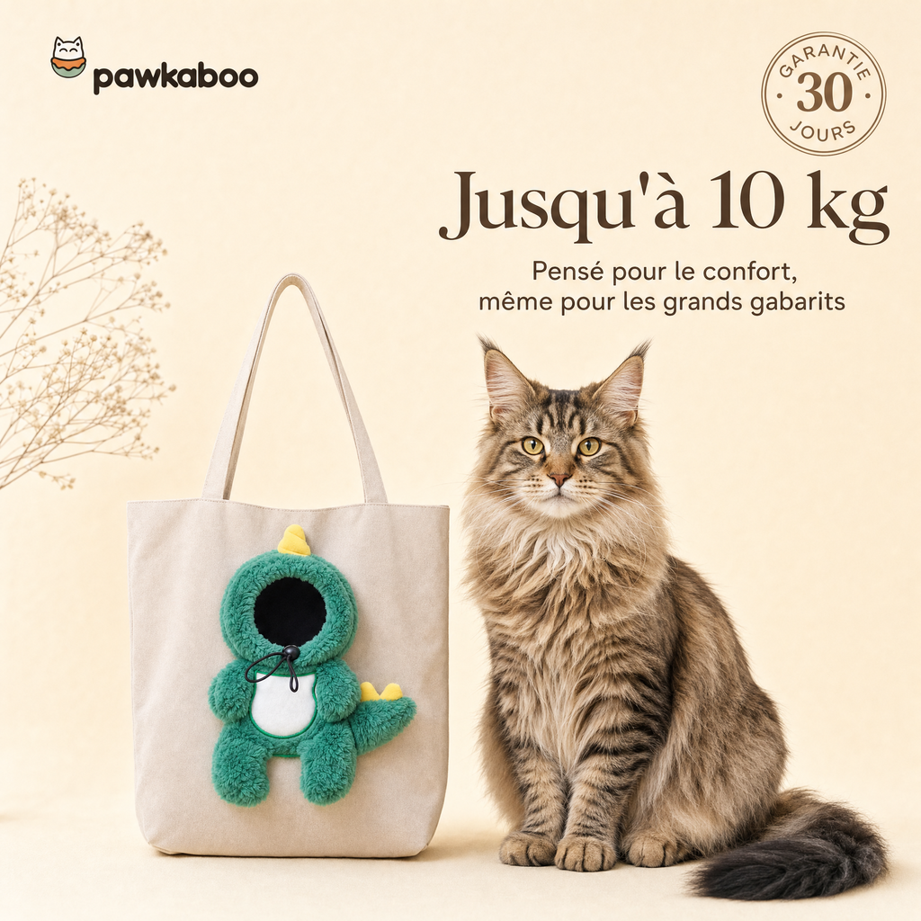 Sac Pawkaboo Dinosaure — pensé pour les chats jusqu'à 10 kg