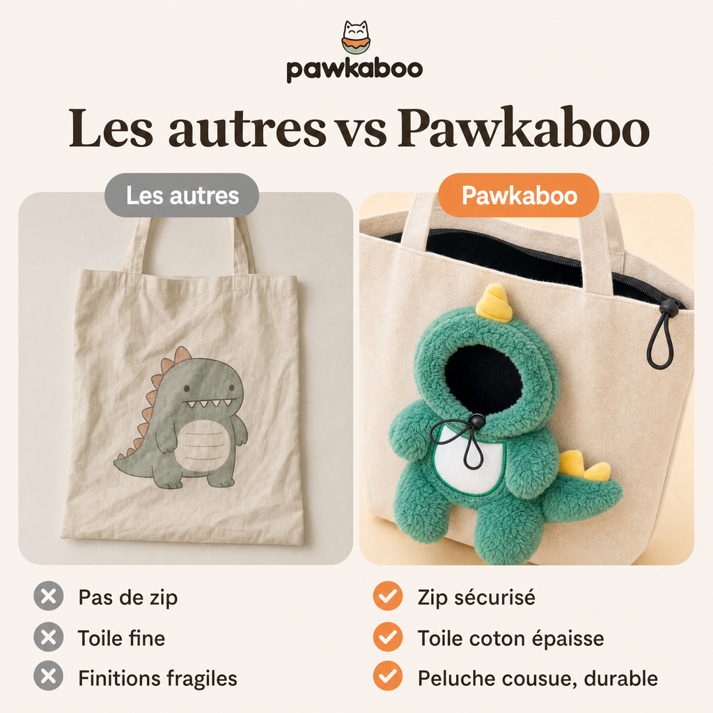 Comparatif : les autres sacs vs le sac Pawkaboo Dinosaure
